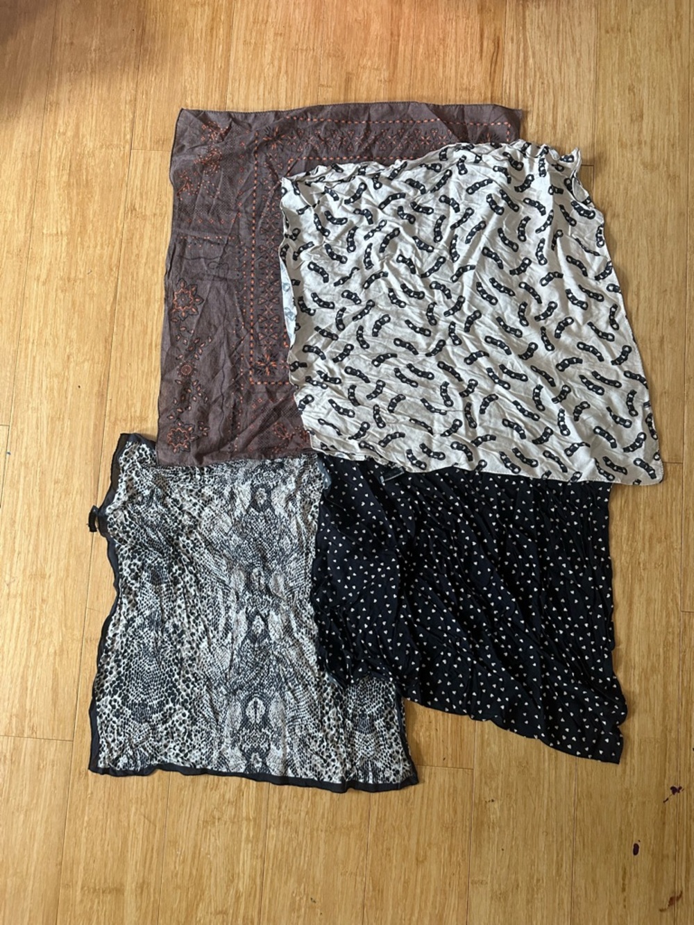 AllSaints White Scarf with Black Chain Print